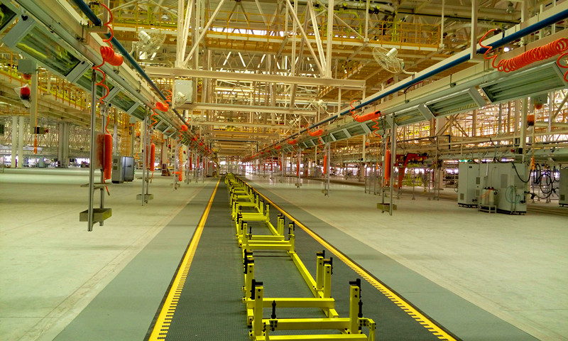 Plate chain conveyor line
